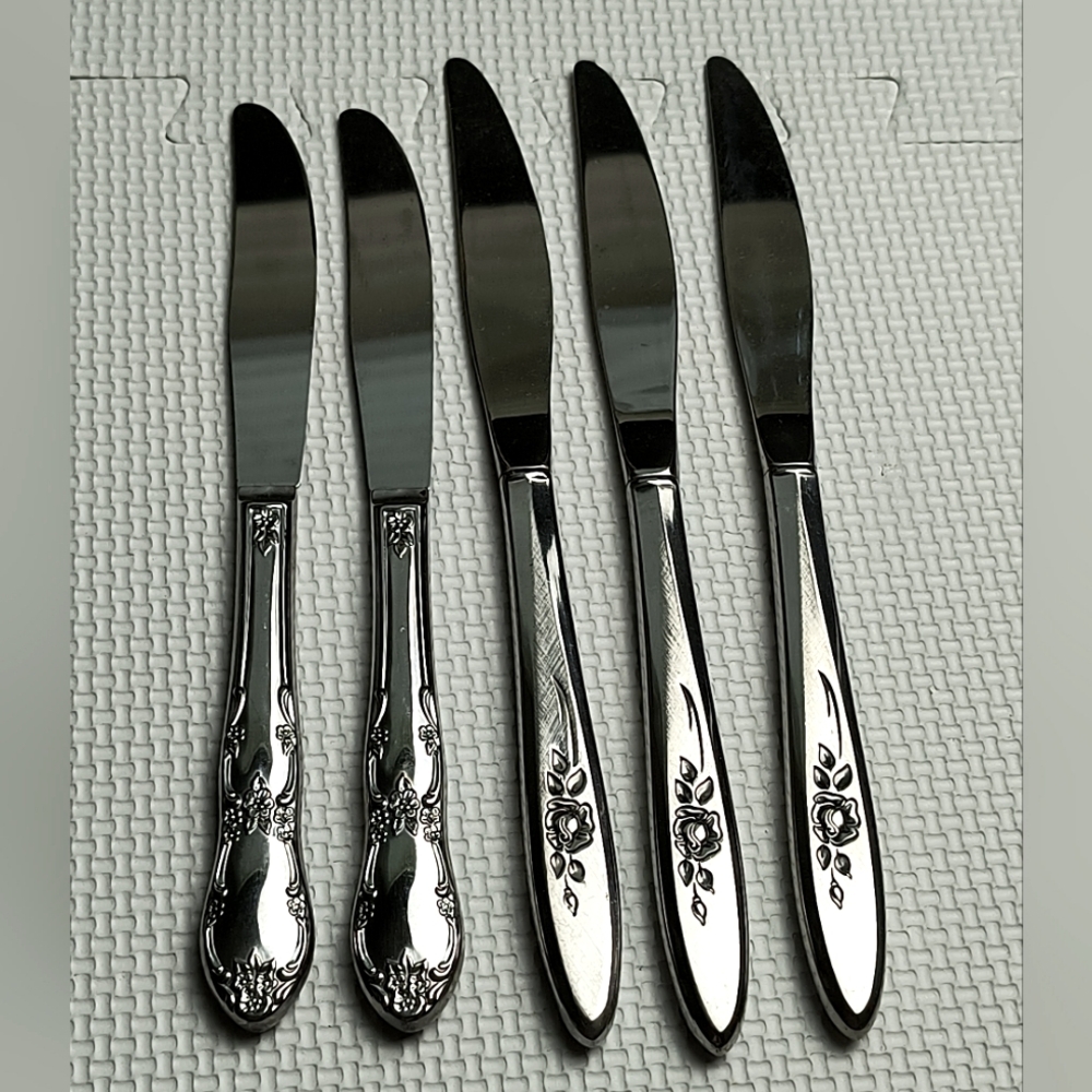 Tableware Knife 5 PCs Silver Tone Metal